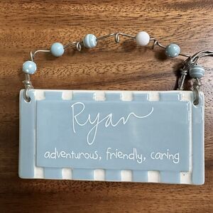 Department 56 Sandra Magsamen Boys Name Tag Ornament Decor Ceramic Plaque RYAN